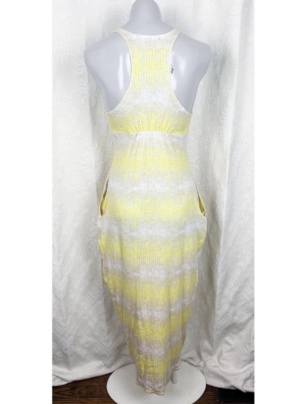 Suno yellow stripe racerback maxi dress cotton knit summer tropical beach travel - Picture 4 of 7